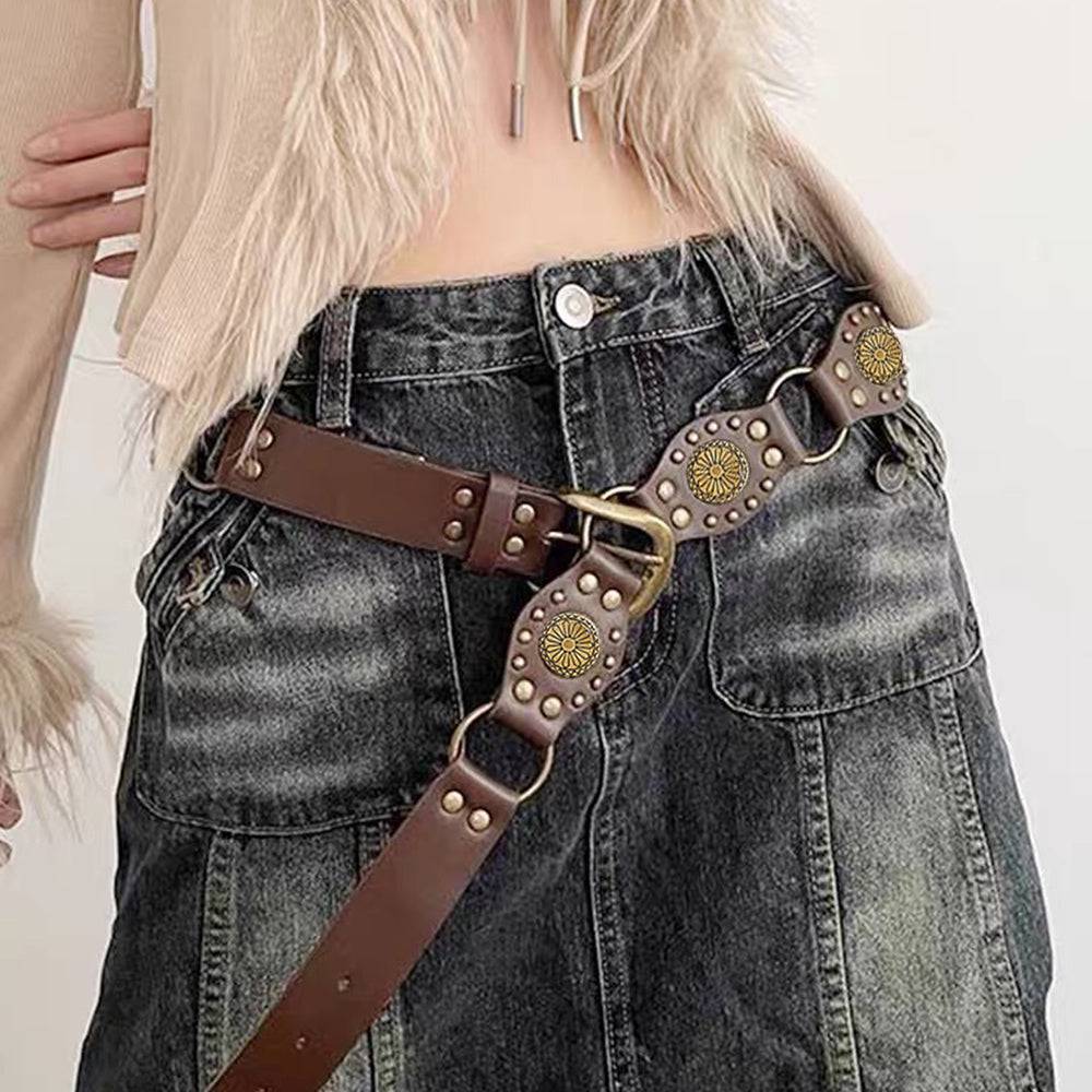 Vintage Belts For Both Men And Women With Handsome Riveted Metal Buckle Punk Hip Hop Fashion Accessories - Xmaker. Inc
