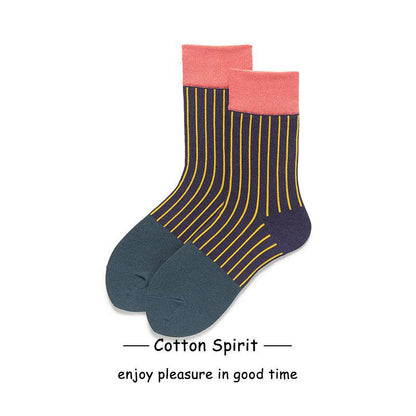 Women's Fashion Preppy Style Striped Mid-calf Length Socks - Xmaker. Inc