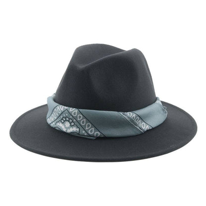 Paisley Ribbon Wide Brim Woolen Top Hat Felt Cowboy Hat - Xmaker. Inc