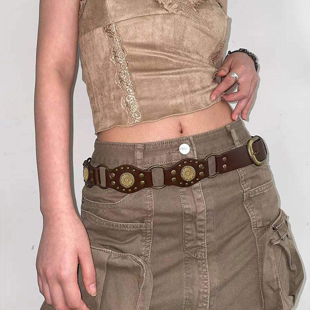 Vintage Belts For Both Men And Women With Handsome Riveted Metal Buckle Punk Hip Hop Fashion Accessories - Xmaker. Inc