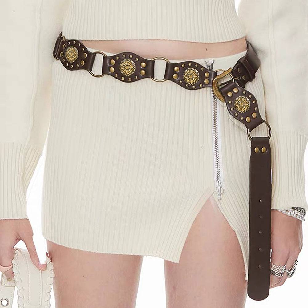 Vintage Belts For Both Men And Women With Handsome Riveted Metal Buckle Punk Hip Hop Fashion Accessories - Xmaker. Inc