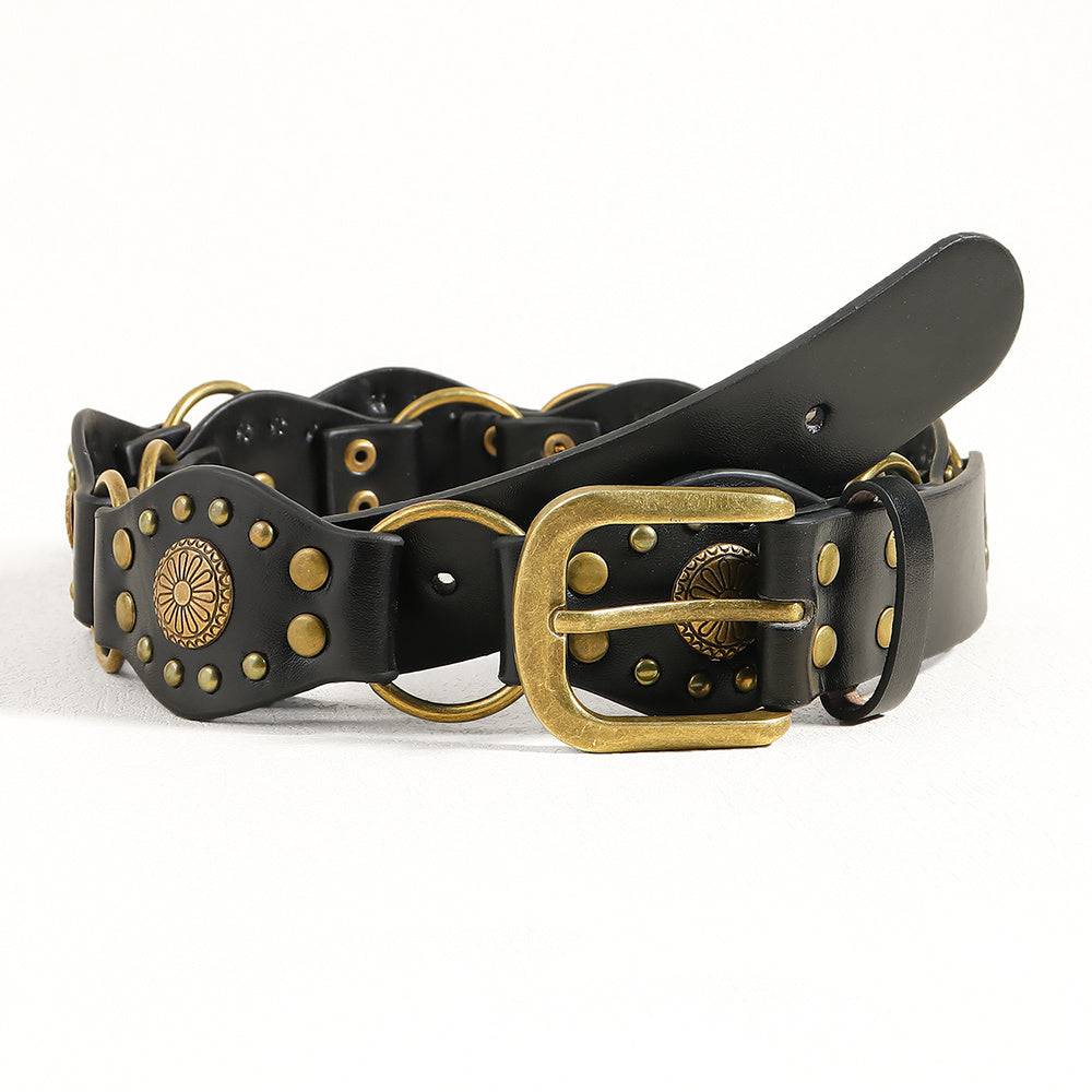 Vintage Belts For Both Men And Women With Handsome Riveted Metal Buckle Punk Hip Hop Fashion Accessories - Xmaker. Inc