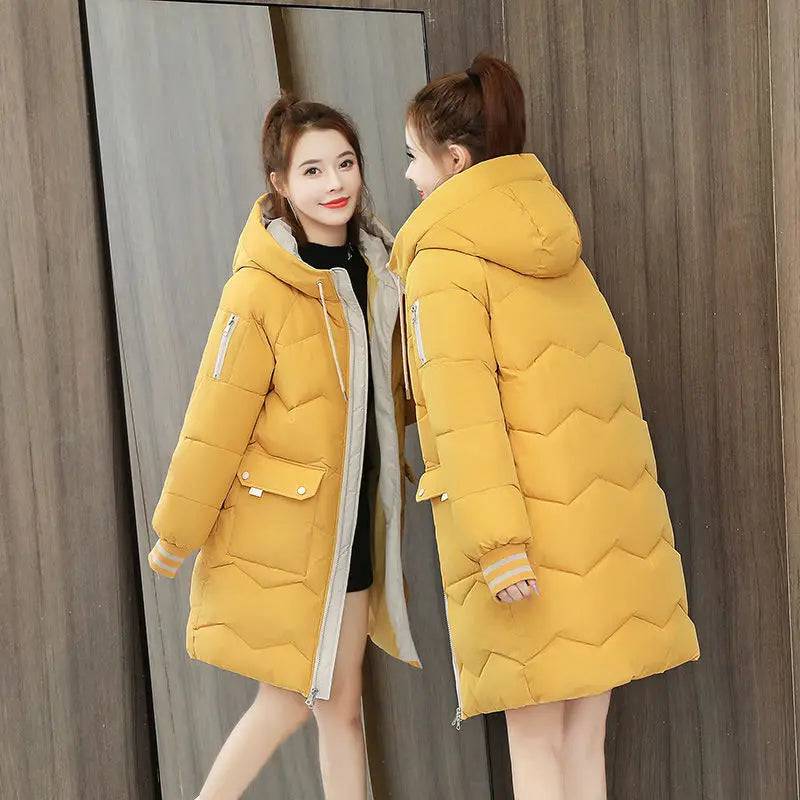 Women Down Cotton Hooded Overcoat Thick Windproof  Coat - Xmaker