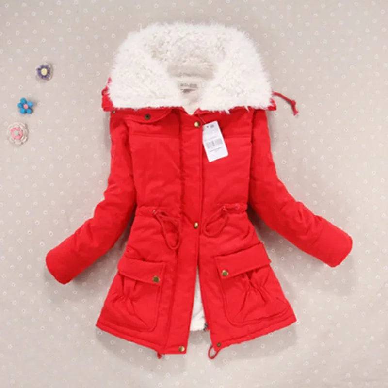 Women Winter Jackets Thicken Hooded Long Down Jacket Women Coats Slim Fit Hair Collar Cotton-padded Clothes Women Down Coats - Xmaker