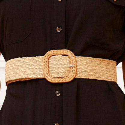 Women's Straw Woven Round Buckle Casual Decoration Versatile Belt - Xmaker