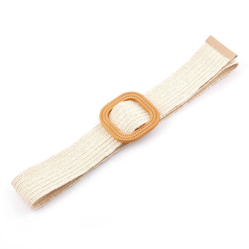 Women's Straw Woven Round Buckle Casual Decoration Versatile Belt - Xmaker