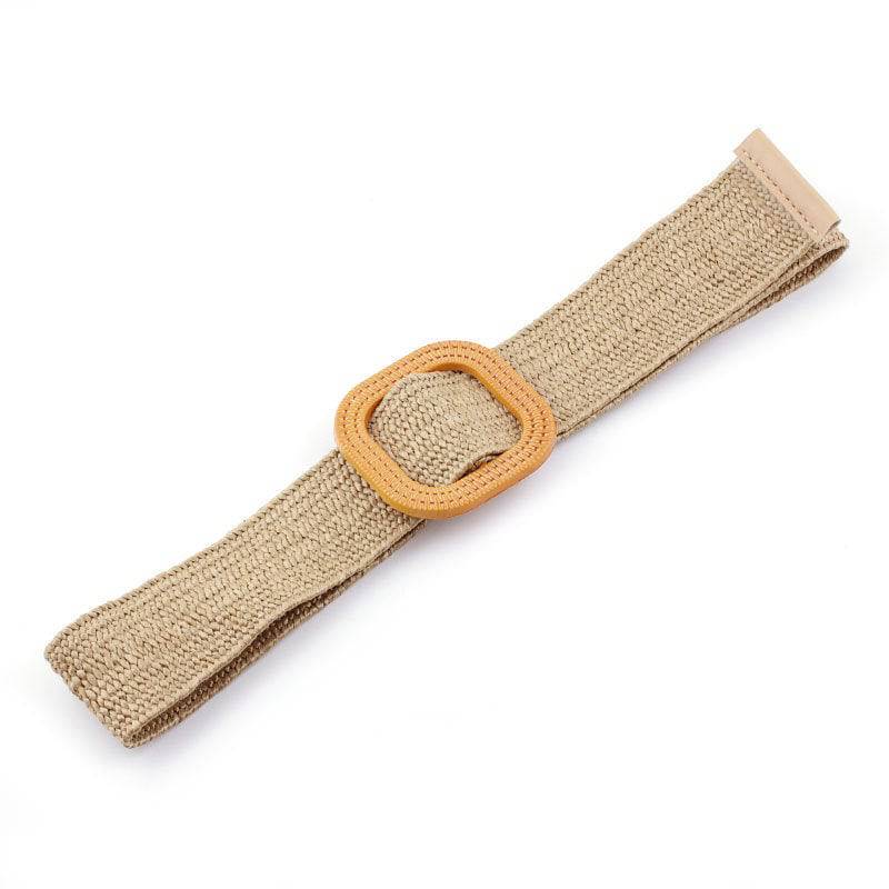 Women's Straw Woven Round Buckle Casual Decoration Versatile Belt - Xmaker