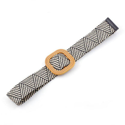 Women's Straw Woven Round Buckle Casual Decoration Versatile Belt - Xmaker