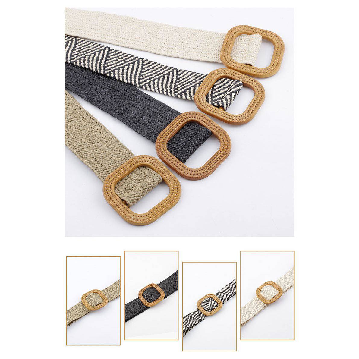 Women's Straw Woven Round Buckle Casual Decoration Versatile Belt - Xmaker