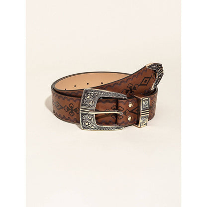 Retro Pattern PU Belt Western Style Women's Belt - Xmaker