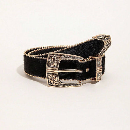 Retro Pattern PU Belt Western Style Women's Belt - Xmaker