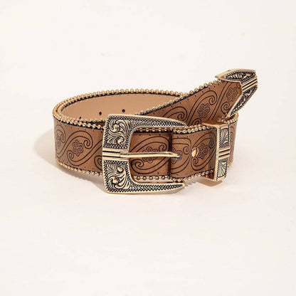 Retro Pattern PU Belt Western Style Women's Belt - Xmaker