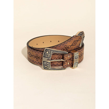 Retro Pattern PU Belt Western Style Women's Belt - Xmaker