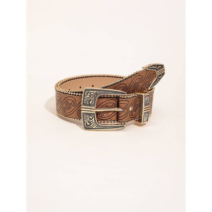 Retro Pattern PU Belt Western Style Women's Belt - Xmaker