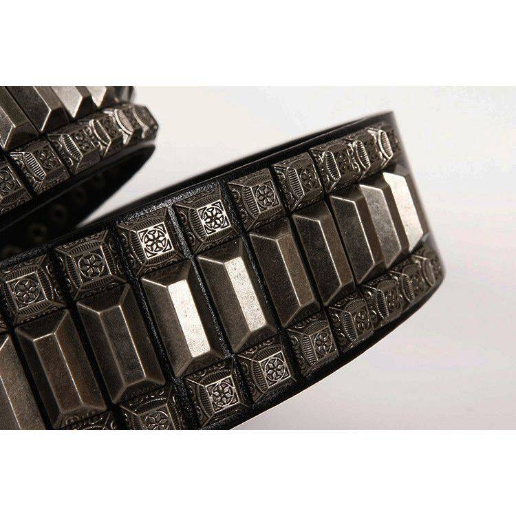 First Layer Cowhide Niche Pagoda Decorative Rivets Street Punk Belt - Xmaker