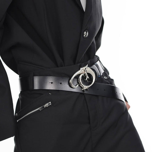 Original Niche Pioneer Irregular Metal Logo Belt Men And Women - Xmaker