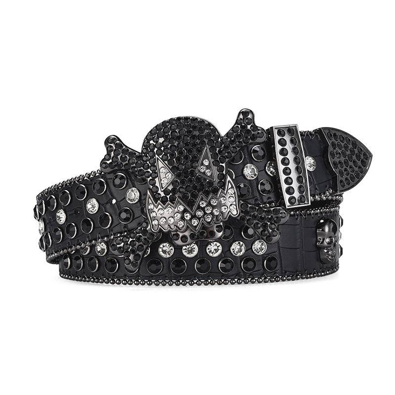 Dark Buckle Rhinestone Inlaid Diamond Sequins Hip Hop Decorative Nightclub Belt - Xmaker