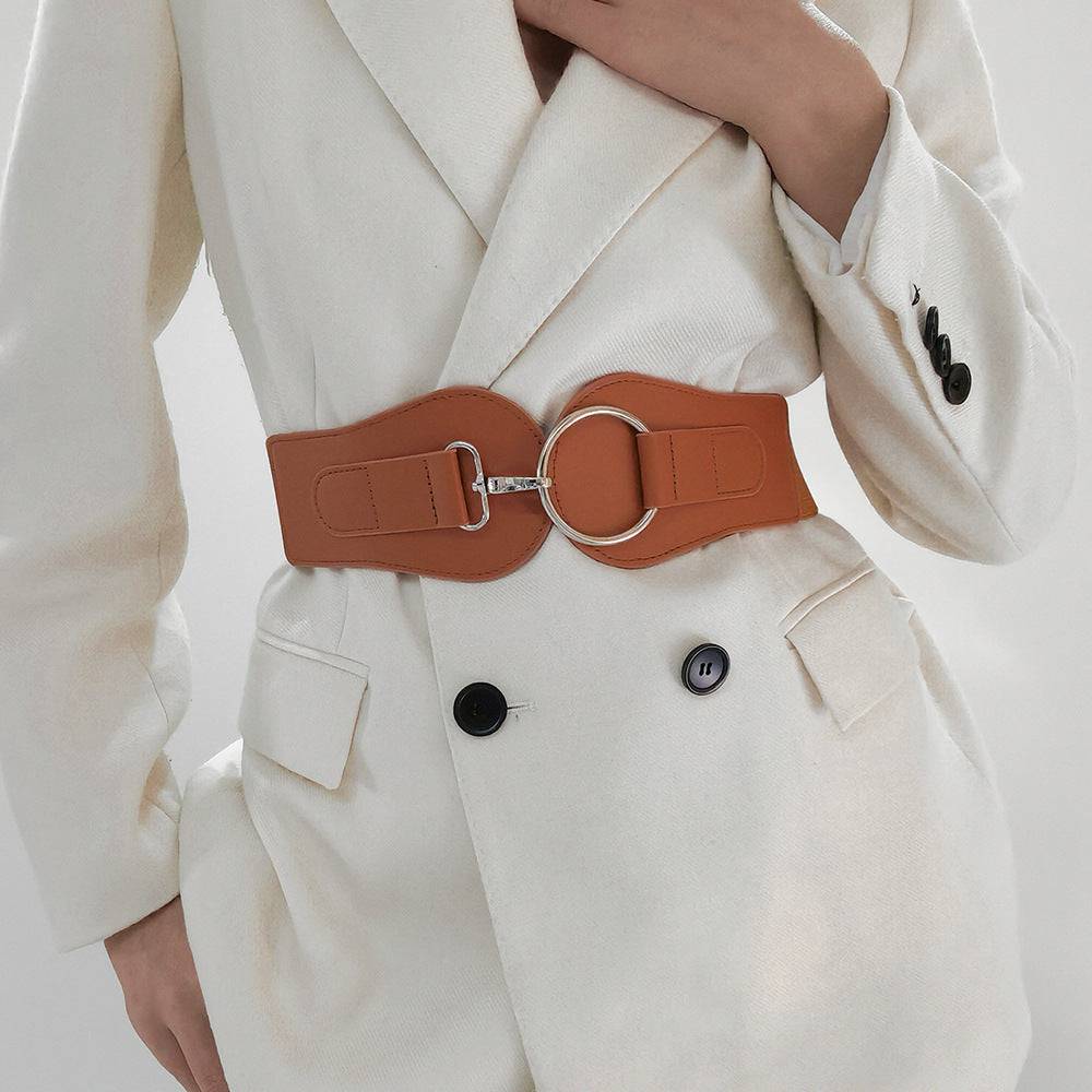 Women's Simple Sweet Cool PU Leather Decoration Wide Belt - Xmaker