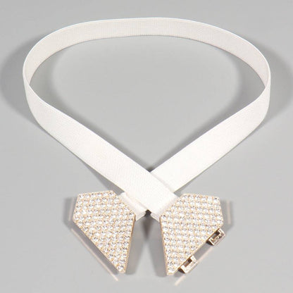 Heart Shape Rhinestone Women's Belt Elastic - Xmaker