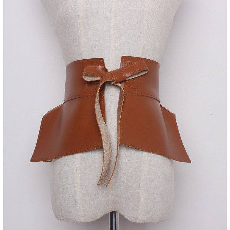 Simple Extra Wide Leather Belt Waist Slimming - Xmaker