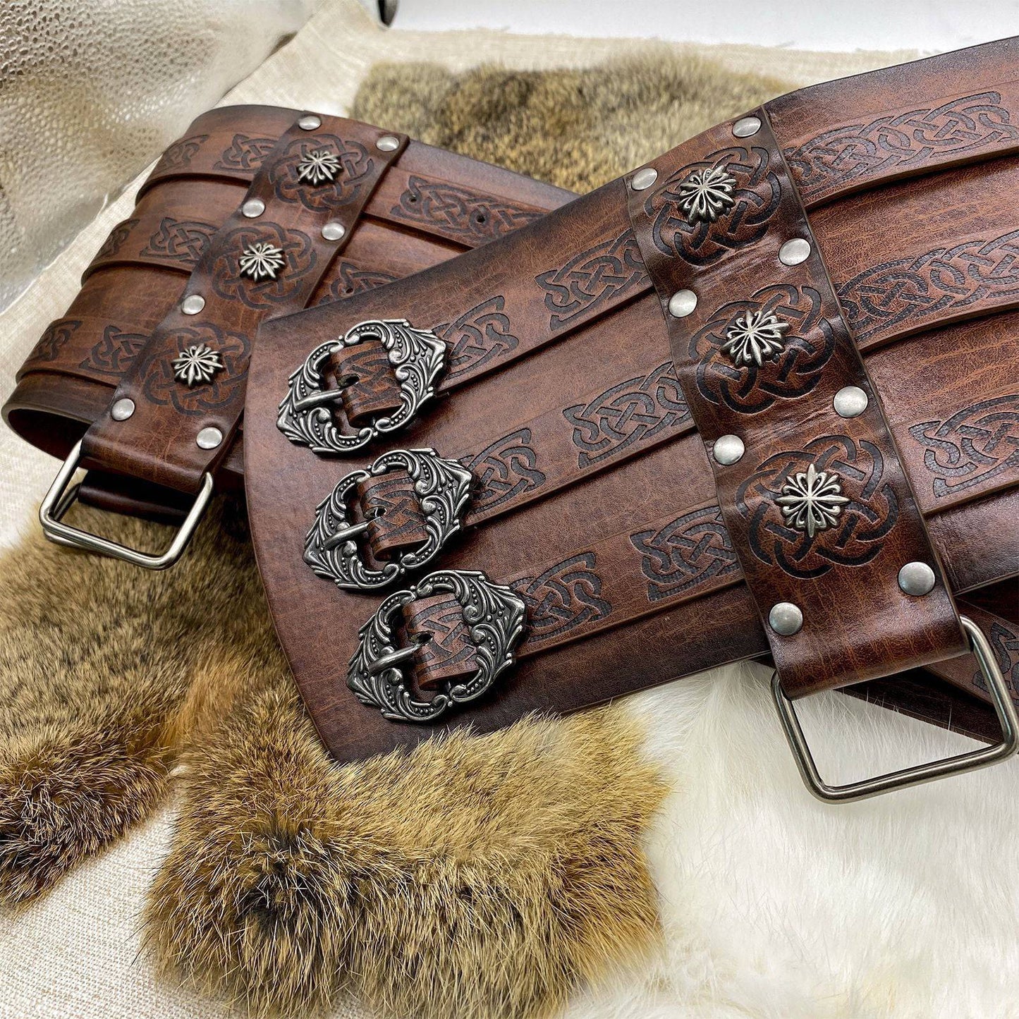 Nordic Viking Style Embossed Wide Belt - Xmaker