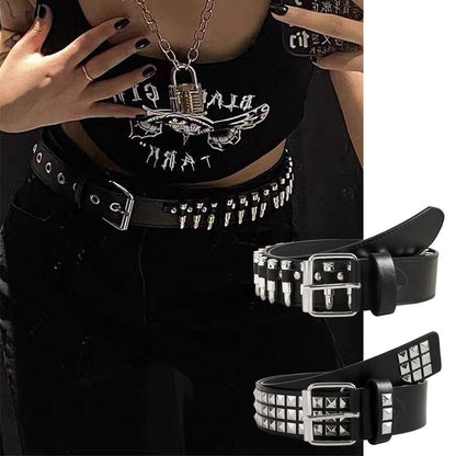 Rivet Belt Rock Punk Bullet Black Belt Personality Hip-hop Accessories - Xmaker