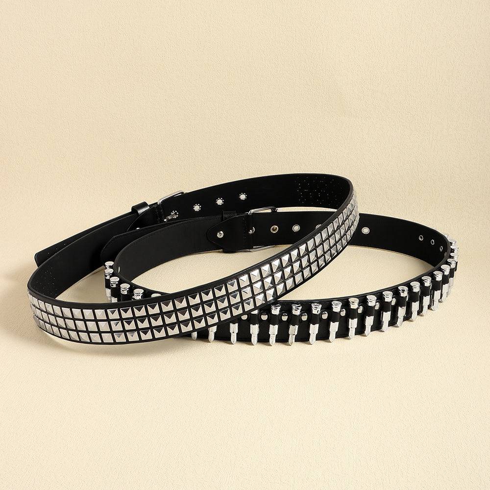 Rivet Belt Rock Punk Bullet Black Belt Personality Hip-hop Accessories - Xmaker