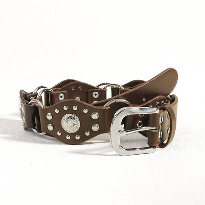 Vintage Belts For Both Men And Women With Riveted Metal Buckle Punk Hip Hop Accessories - Xmaker