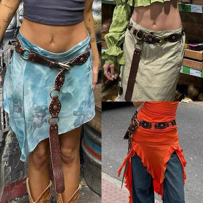 Vintage Belts For Both Men And Women With Riveted Metal Buckle Punk Hip Hop Accessories - Xmaker