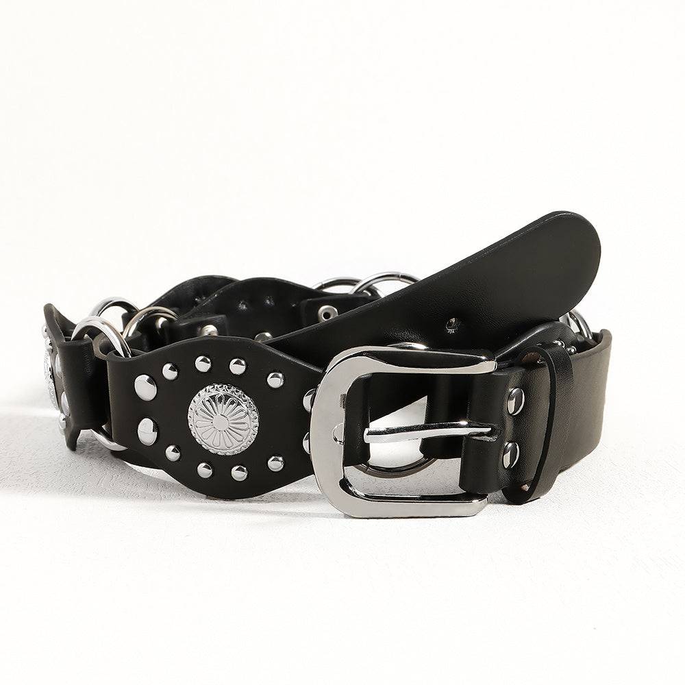 Vintage Belts For Both Men And Women With Riveted Metal Buckle Punk Hip Hop Accessories - Xmaker