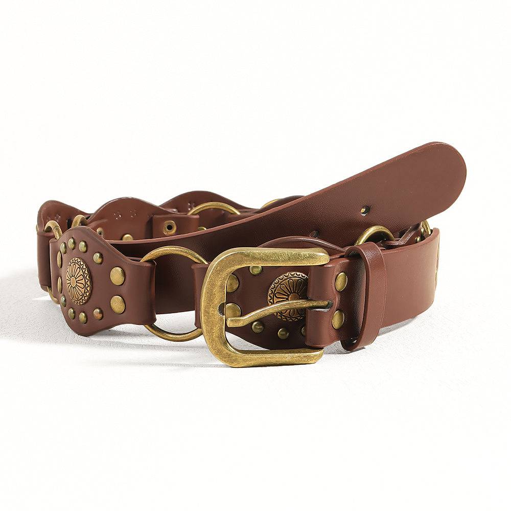 Vintage Belts For Both Men And Women With Riveted Metal Buckle Punk Hip Hop Accessories - Xmaker