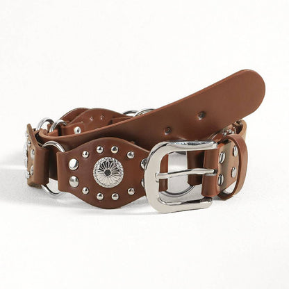 Vintage Belts For Both Men And Women With Riveted Metal Buckle Punk Hip Hop Accessories - Xmaker