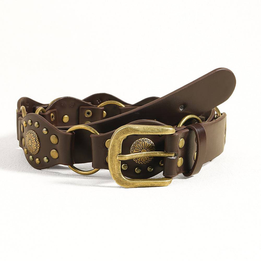 Vintage Belts For Both Men And Women With Riveted Metal Buckle Punk Hip Hop Accessories - Xmaker
