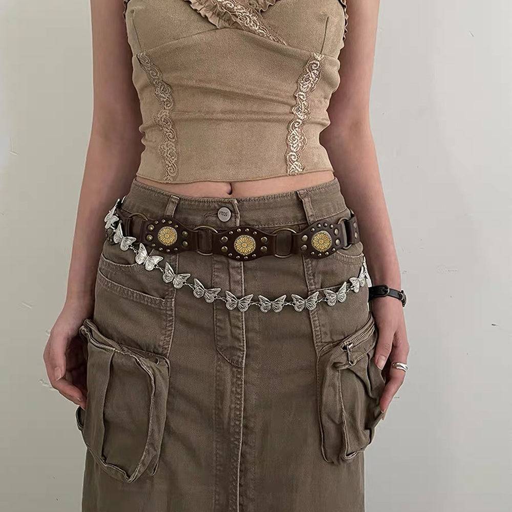 Vintage Belts For Both Men And Women With Riveted Metal Buckle Punk Hip Hop Accessories - Xmaker