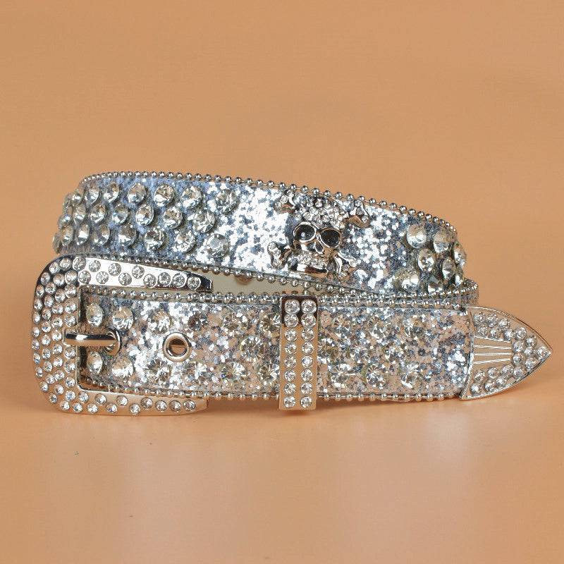 Denim Style Women's Skull Rhinestone Belt - Xmaker