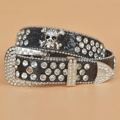 Denim Style Women's Skull Rhinestone Belt - Xmaker