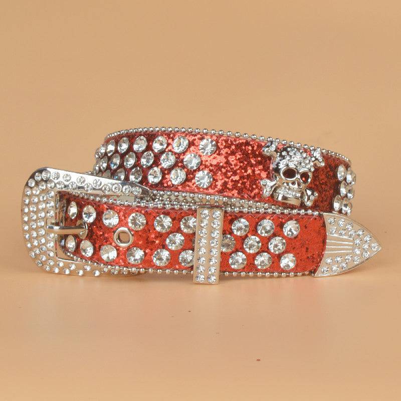 Denim Style Women's Skull Rhinestone Belt - Xmaker
