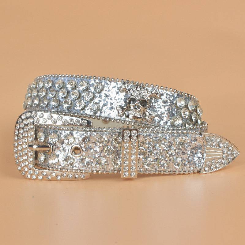 Denim Style Women's Skull Rhinestone Belt - Xmaker