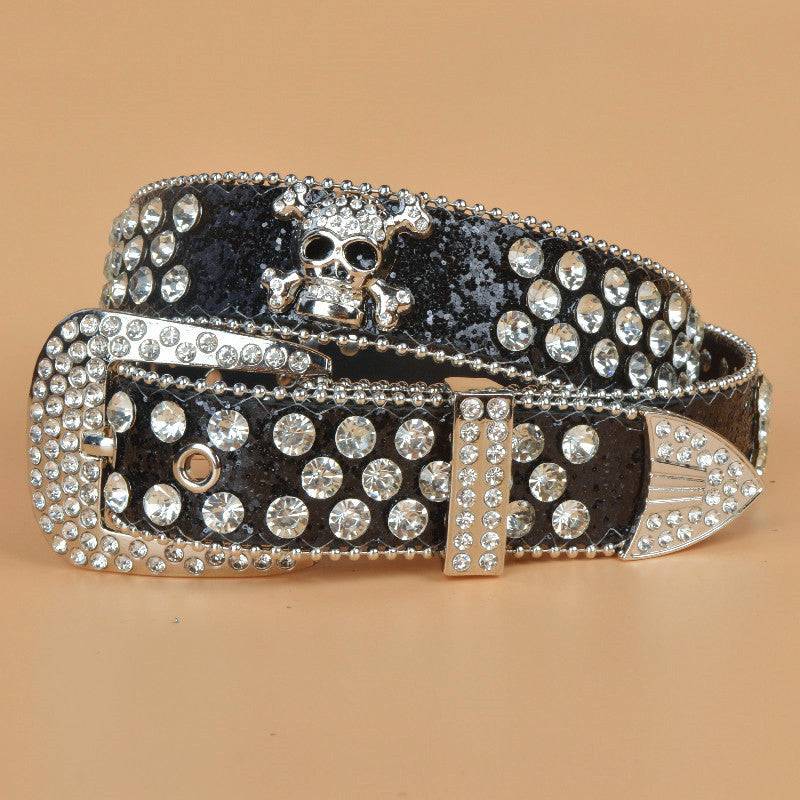 Denim Style Women's Skull Rhinestone Belt - Xmaker