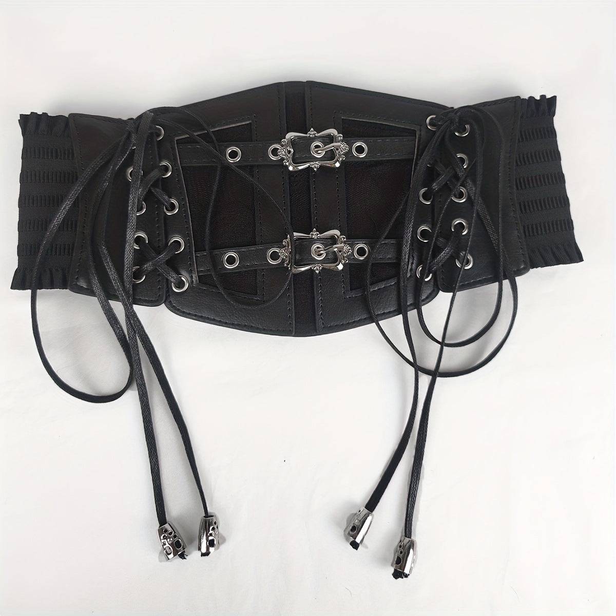 Vintage Lace Strap Elasticated Waist Width Leather Belt Women - Xmaker