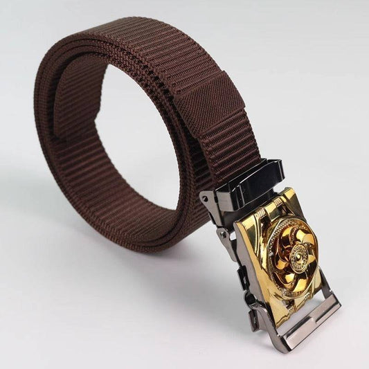 Men's Canvas Smooth Buckle Nylon Pressing Buckle Good Luck Comes Pant Belt - Xmaker