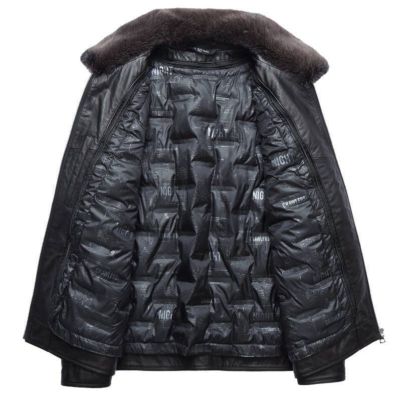 Men's plus size detachable leather down jacket two-piece men's cowhide leather jacket - Xmaker