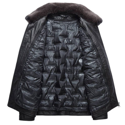 Men's plus size detachable leather down jacket two-piece men's cowhide leather jacket - Xmaker