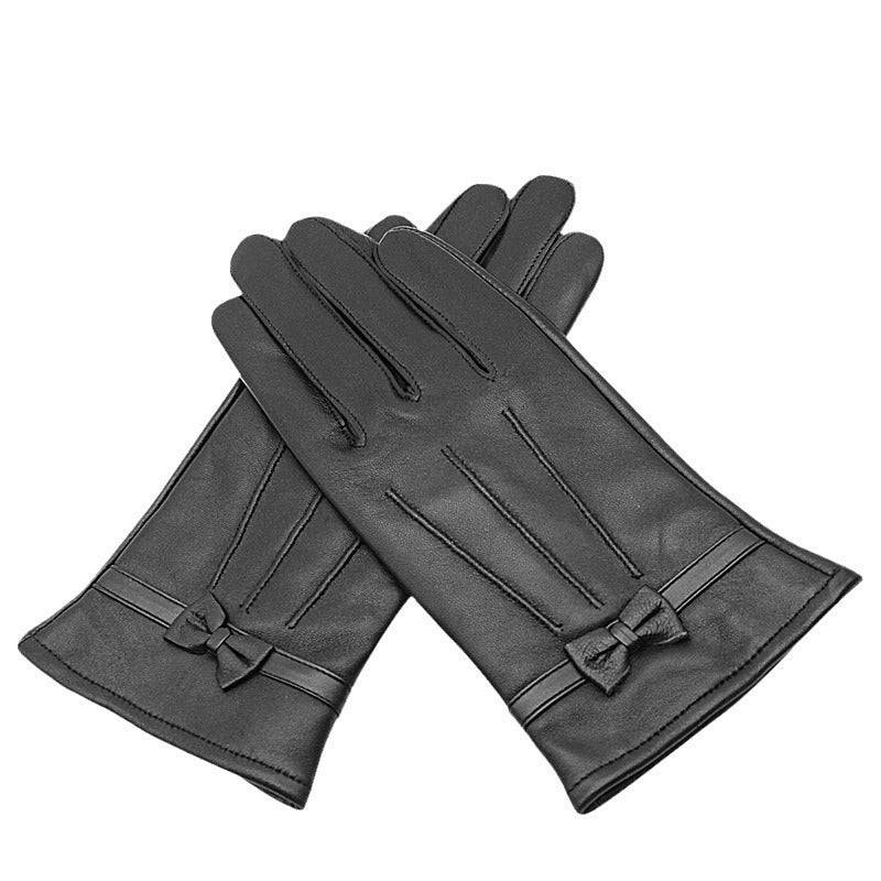 Women's Leather Gloves Fleece-lined Thick Windproof Warm Touch Screen - Xmaker