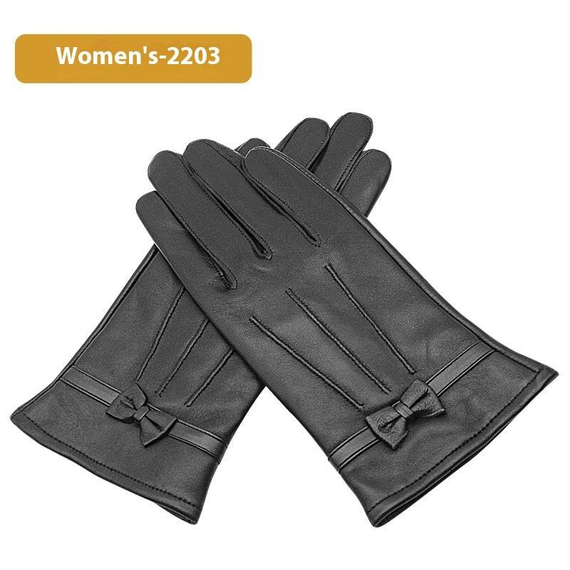 Women's Leather Gloves Fleece-lined Thick Windproof Warm Touch Screen - Xmaker