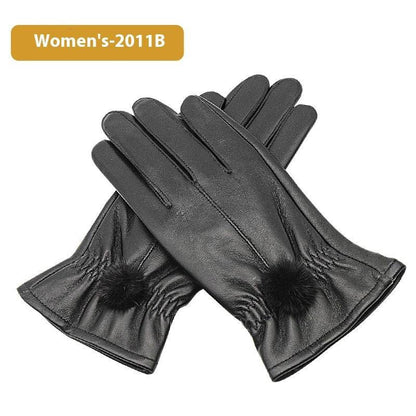 Women's Leather Gloves Fleece-lined Thick Windproof Warm Touch Screen - Xmaker