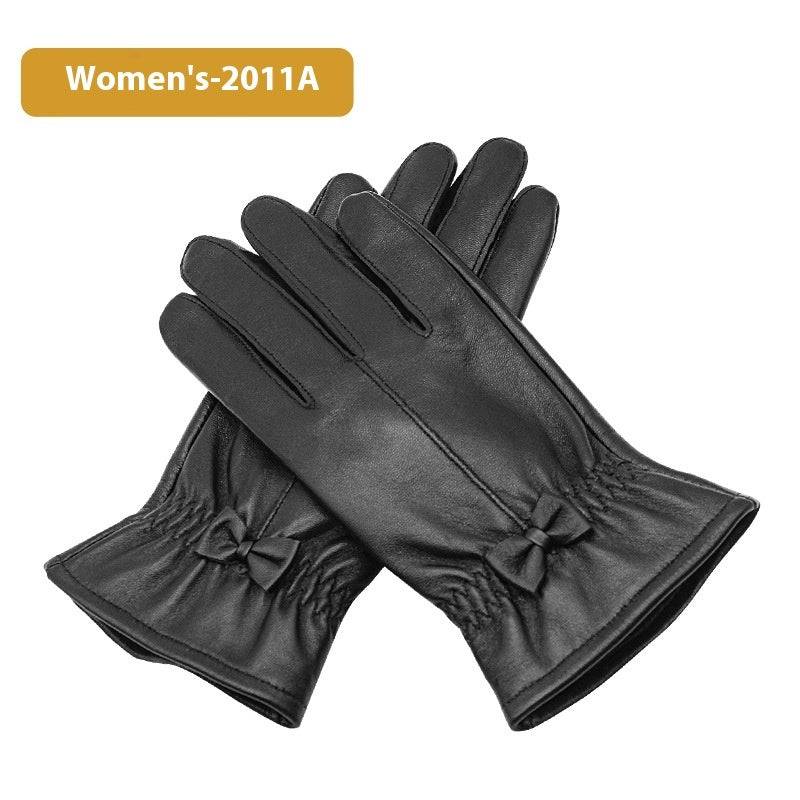 Women's Leather Gloves Fleece-lined Thick Windproof Warm Touch Screen - Xmaker