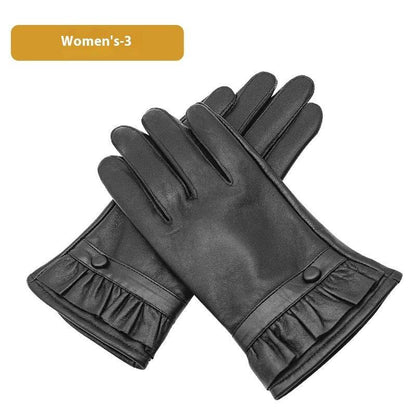 Women's Leather Gloves Fleece-lined Thick Windproof Warm Touch Screen - Xmaker