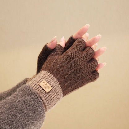 Fiber Half Finger Gloves Wool Knitted Warm - Xmaker