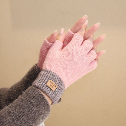 Fiber Half Finger Gloves Wool Knitted Warm - Xmaker